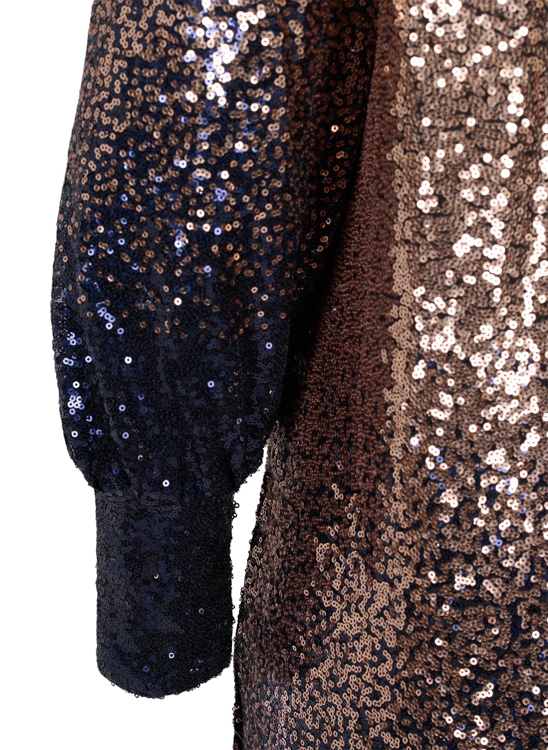 Zizzifashion Sequin dress with balloon sleeves, Evening Blue Cobber, Packshot image number 3