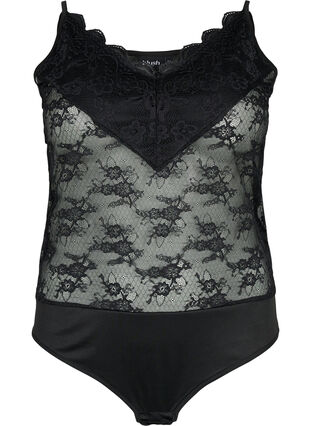 Lace bodysuit, Black, Packshot image number 0