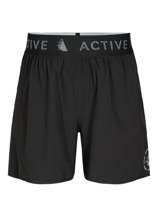Workout shorts with back pocket, Black, Packshot image number 0