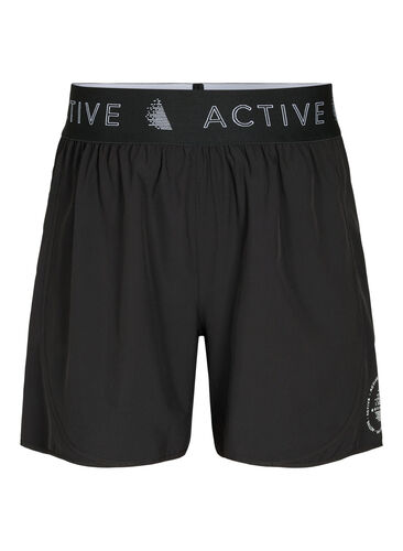 Workout shorts with back pocket, Black, Packshot image number 0