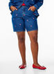 Denim shorts with embroidered strawberries, Blue, Model image number 2