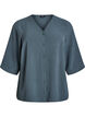 Shirt blouse with V-neck and 3/4 sleeves, Green, Packshot image number 0