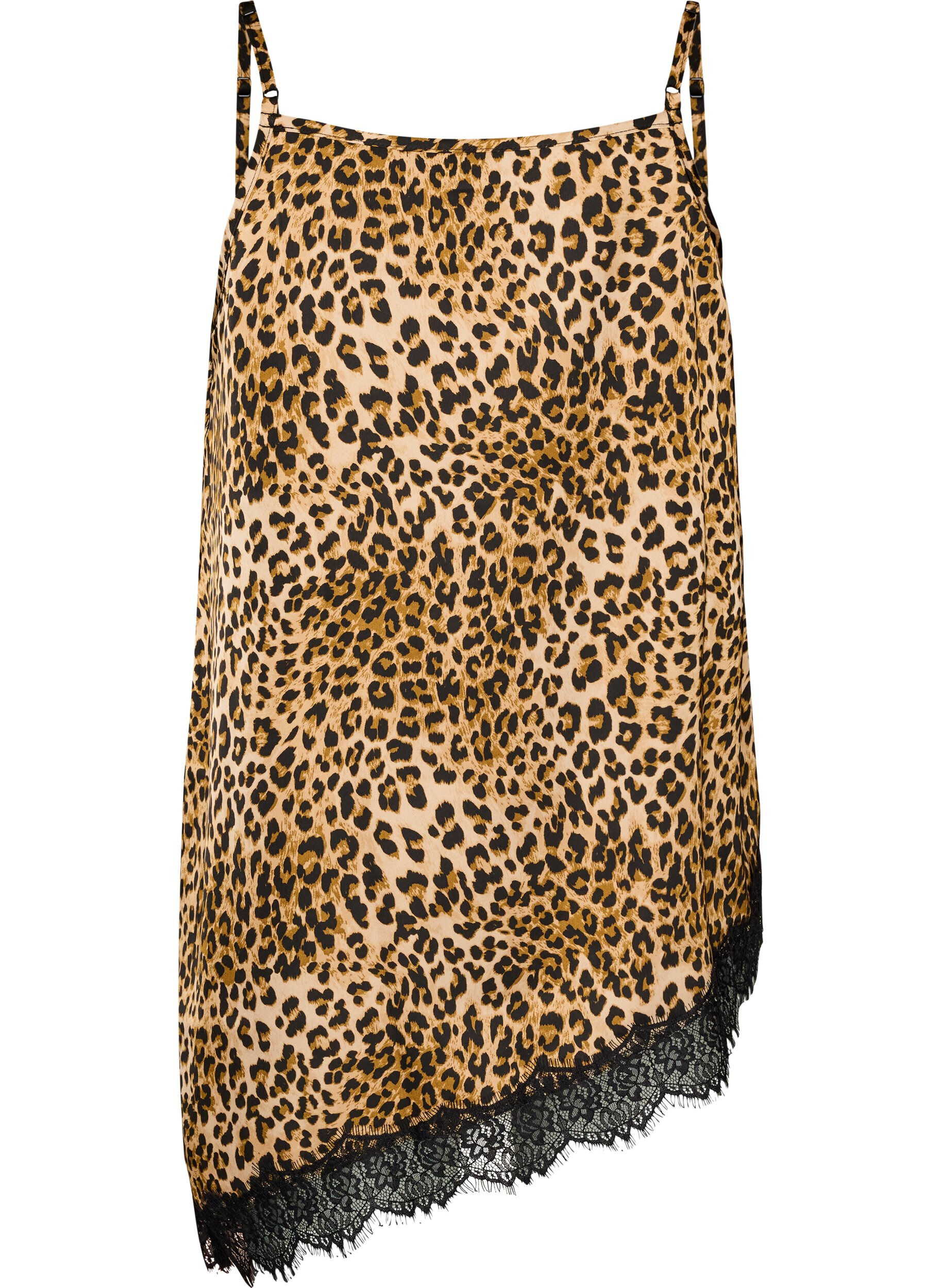 ZizzifashionStrappy top with lace and an asymmetrical hem, Brown, Packshot image number 1