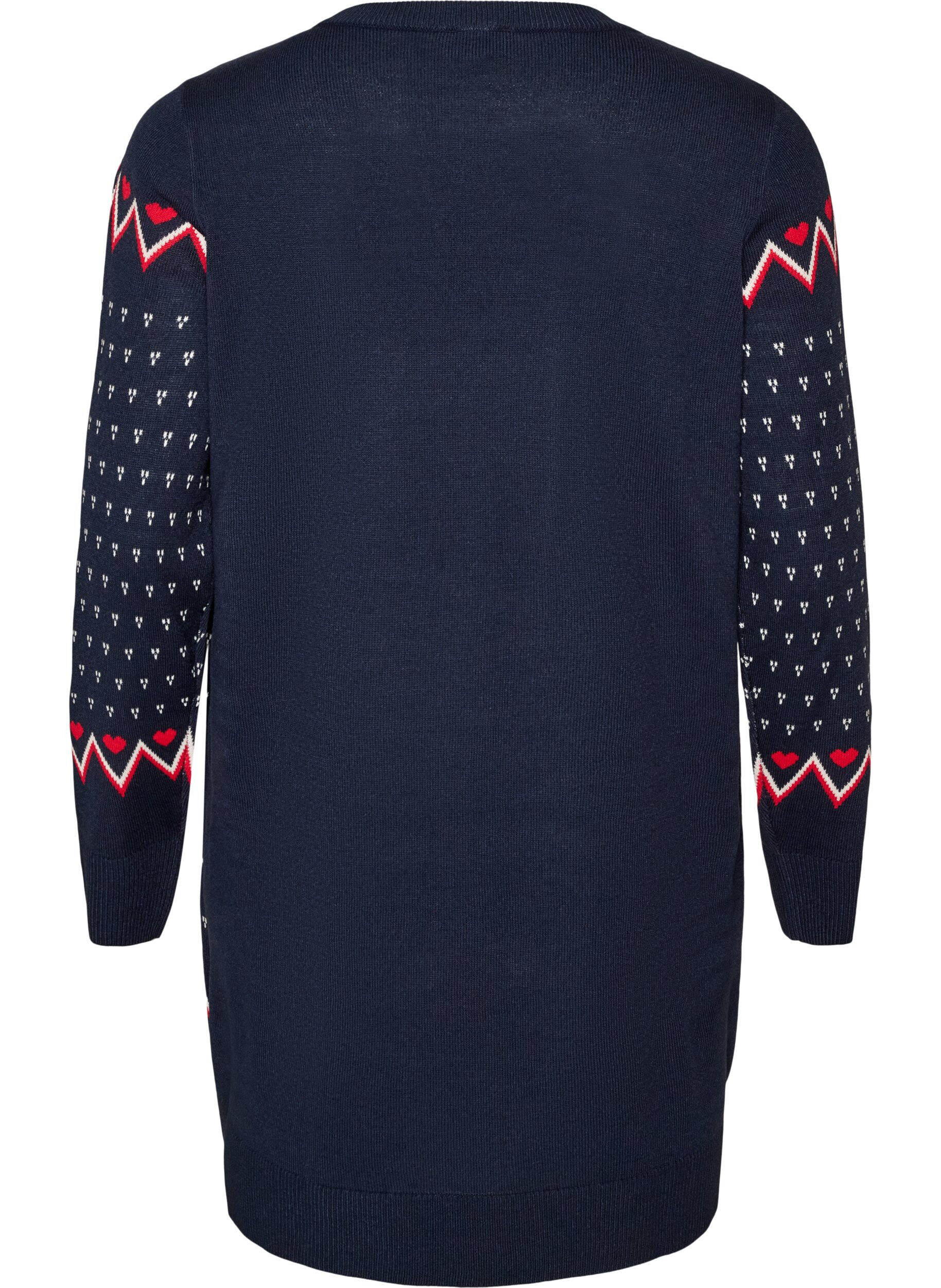 ZizzifashionShort knitted dress with Christmas motif, Blue, Packshot image number 1
