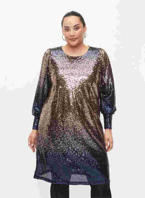 Sequin dress with balloon sleeves