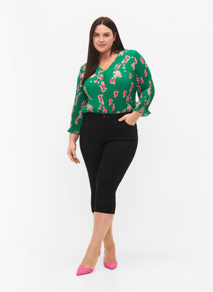 Pleated top with 3/4 sleeves, Jolly Green Flower, Model image number 2