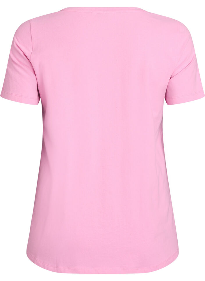 Solid-coloured basic cotton T-shirt, Pink, Packshot image number 1