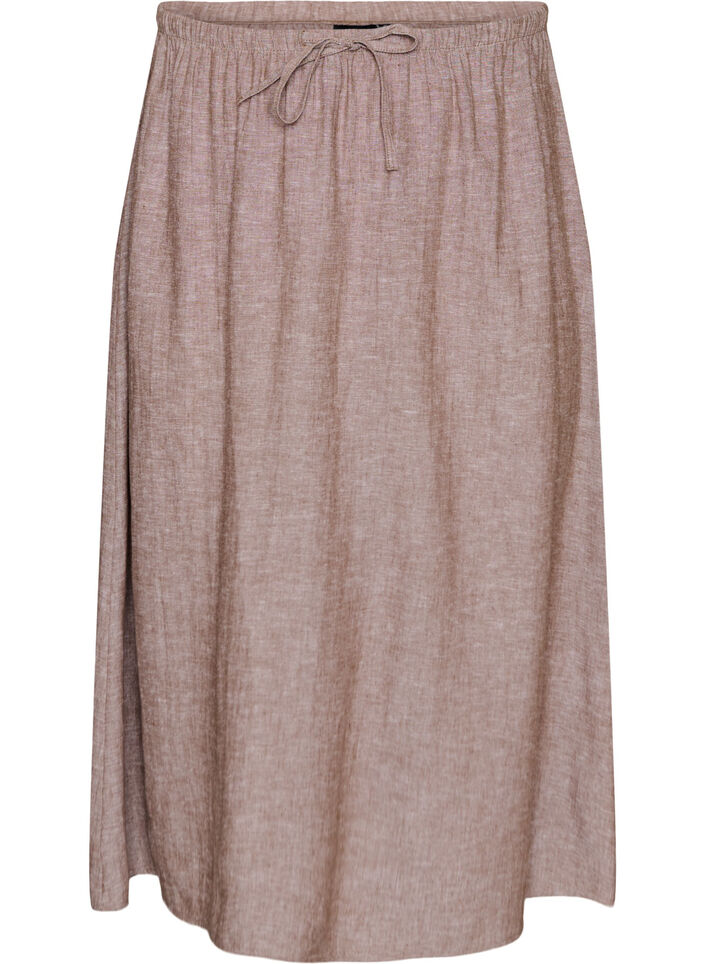 A-line midi skirt in linen and viscose, Brown, Packshot