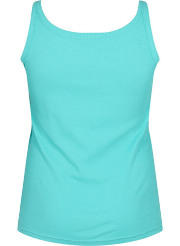Ribbed tank top in cotton, Blue Turquoise, Packshot image number 1