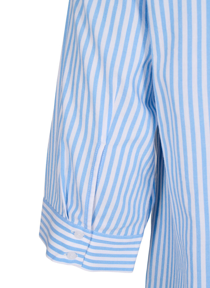 Long striped shirt with 3/4 sleeves, Light Blue, Packshot image number 3