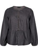 Peplum blouse in denim with a tie fastening, Dark Grey, Packshot image number 0
