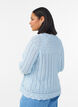 Knitted top with eyelet embroidery and 3/4 sleeves, Light Blue, Model image number 2