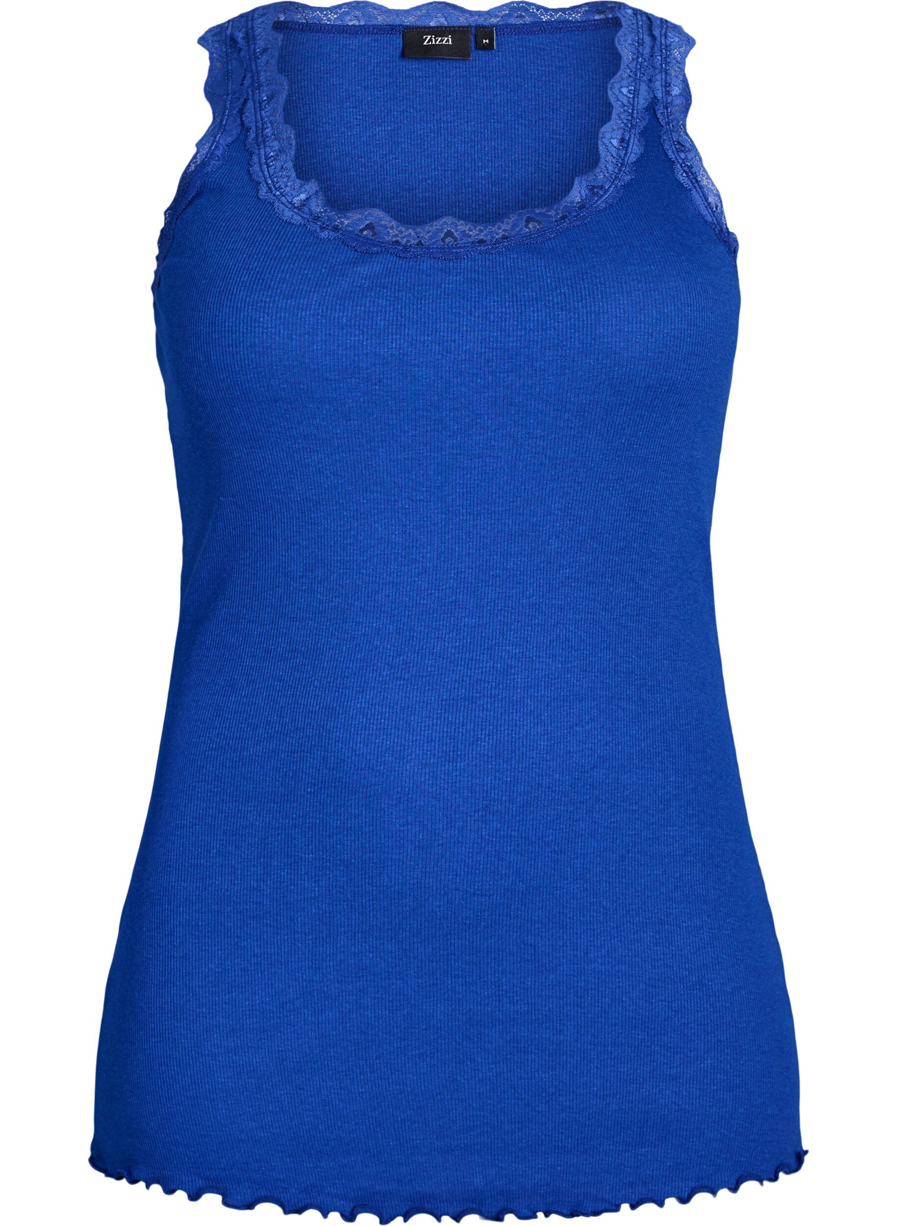 Zizzifashion Top with lace trim, Blue, Packshot image number 0