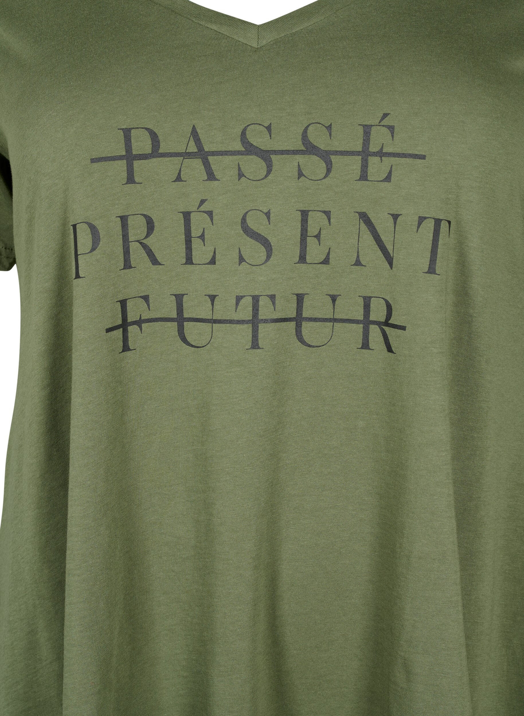 Zizzifashion Cotton t-shirt with short sleeves, Thyme PRESENT, Packshot image number 2
