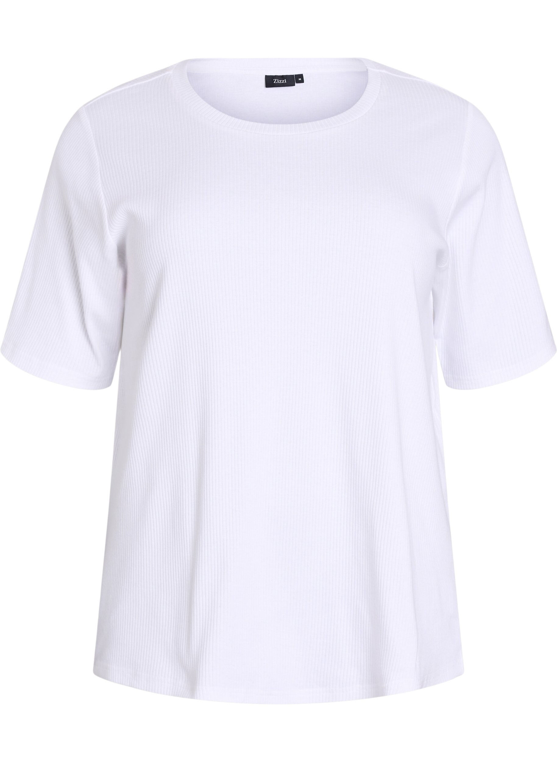 ZizzifashionRibbed jersey blouse with short sleeves, White, Packshot image number 0