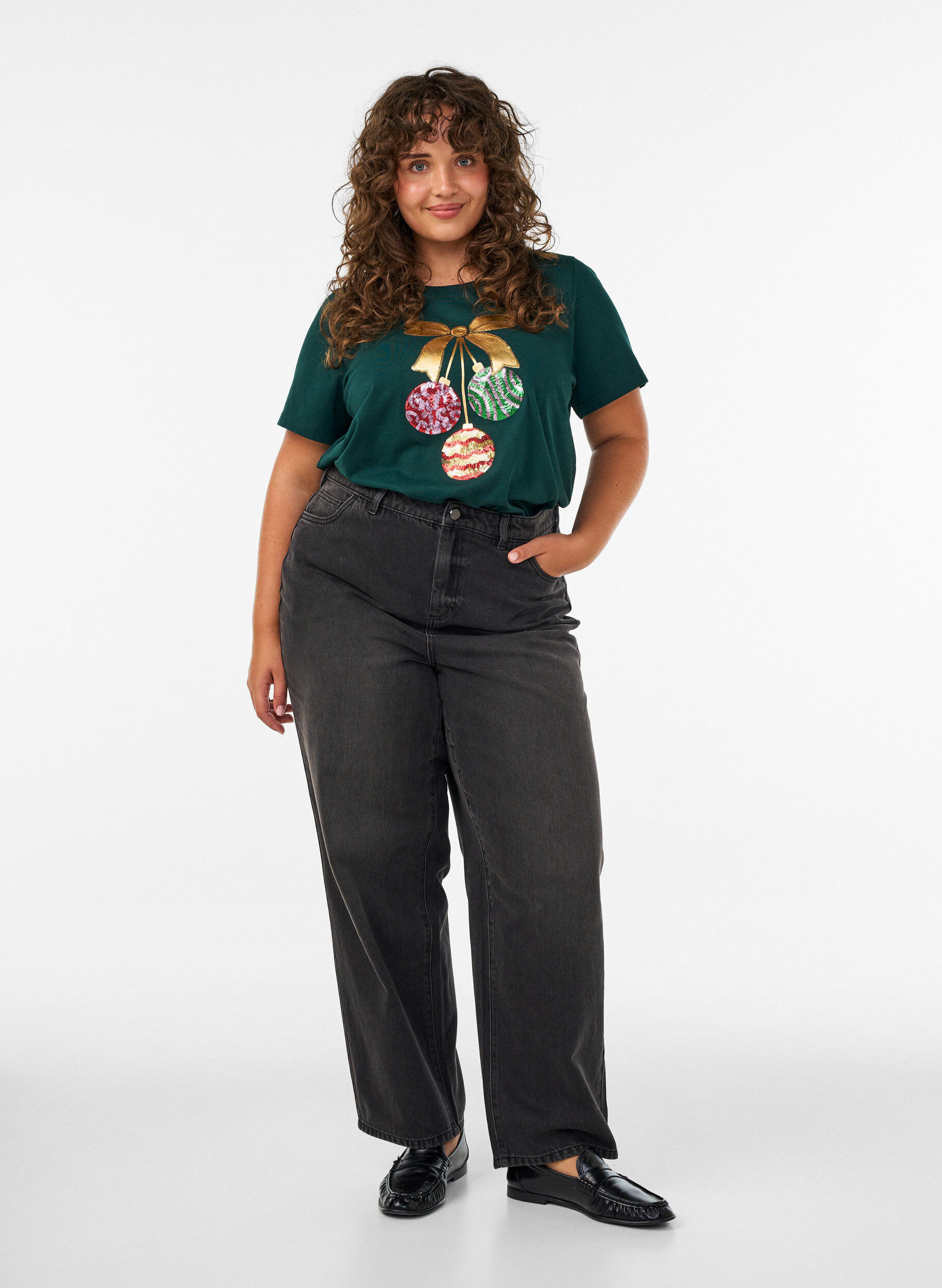 ZizzifashionChristmas t-shirt in organic cotton, Green, Model image number 1