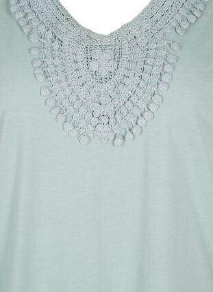 V-neck top with lace details, Jadeite Mel., Packshot image number 2
