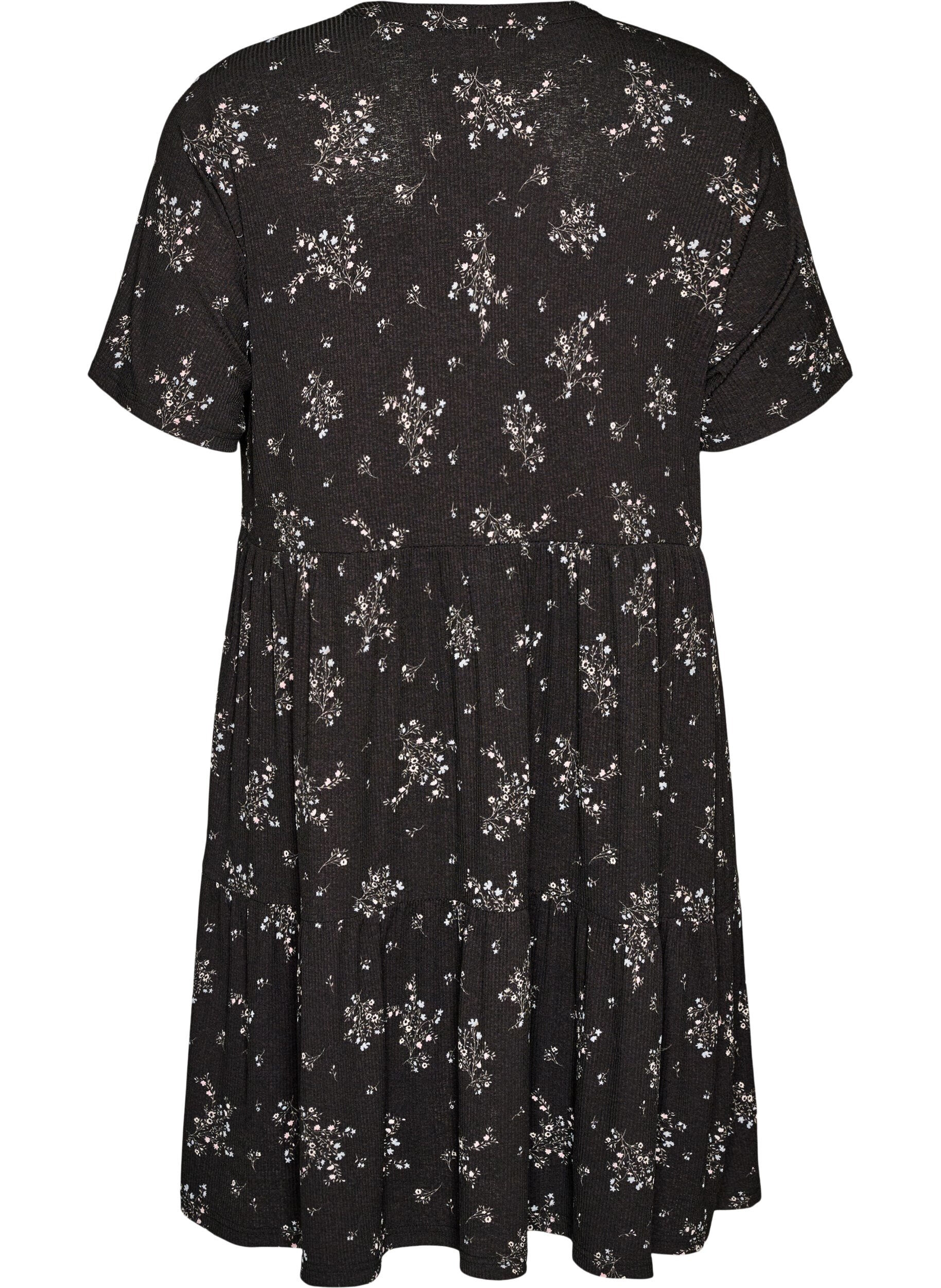 ZizzifashionPatterned dress with panels, Black, Packshot image number 1