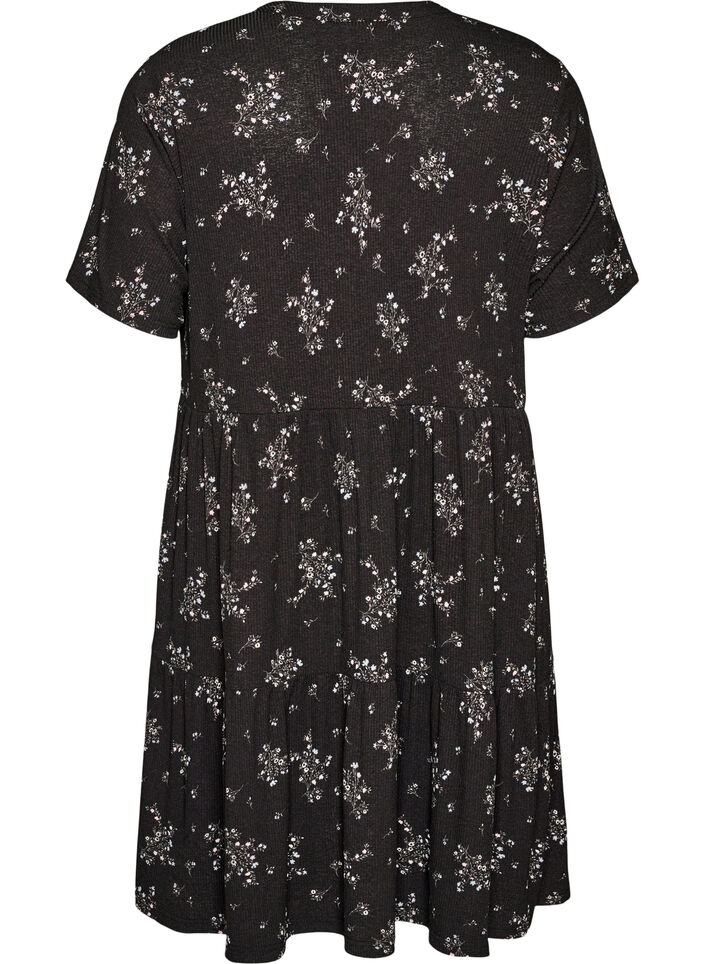 Patterned dress with panels, Black, Packshot image number 1