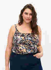 FLASH - Top with print, Brown Blue Flower, Model