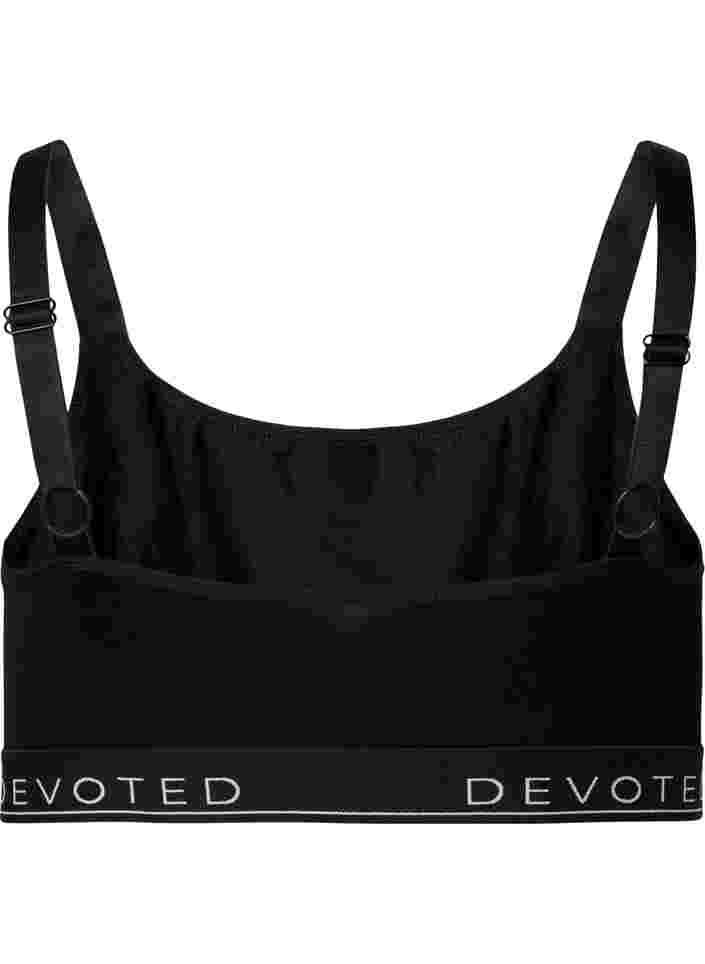 Cotton bra with adjustable straps, Black, Packshot image number 1