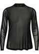 Fitted mesh blouse with long sleeves, Black, Packshot image number 0