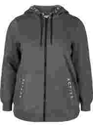 Workout hoodie jacket with zip, Dark Grey Melange, Packshot