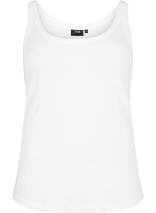 Ribbed tank top in cotton, Bright White, Packshot image number 0