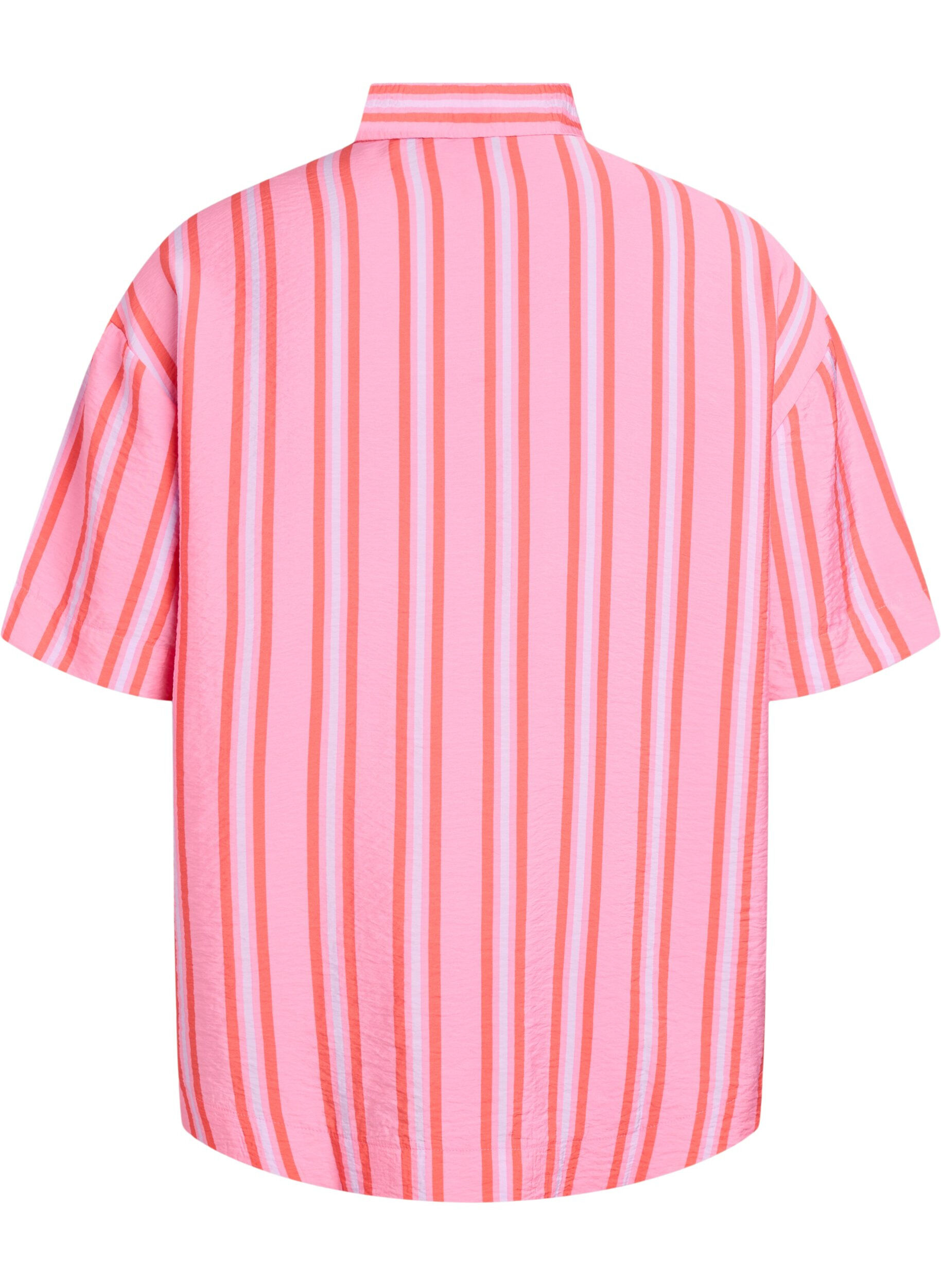 ZizzifashionStriped viscose shirt with short sleeves, Pink, Packshot image number 1