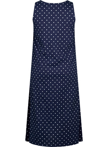 Sleeveless cotton dress with a-shape, Night Sky AOP, Packshot image number 1