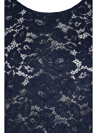 Lace blouse with 3/4 sleeves, Navy Blazer, Packshot image number 2