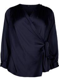 Satin party blouse with wrap, Night Sky, Packshot