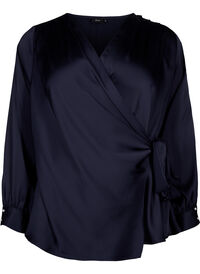Satin party blouse with wrap