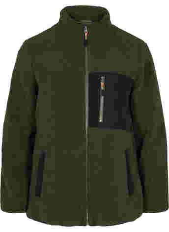 Teddy jacket with zip and pockets