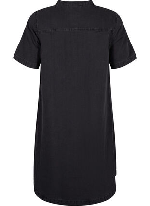 A-shape denim dress with short sleeves, Grey Denim, Packshot image number 1