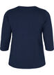 Basic cotton t-shirt with 3/4 sleeves, Blue, Packshot image number 1