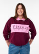 Organic cotton sweatshirt with collar and contrast print, Dark Bordeaux, Model image number 0