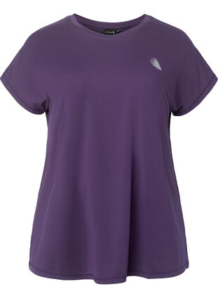 Short sleeved workout t-shirt, Purple Plumeria, Packshot image number 0