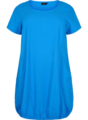 Short-sleeved cotton dress, French Blue, Packshot image number 0