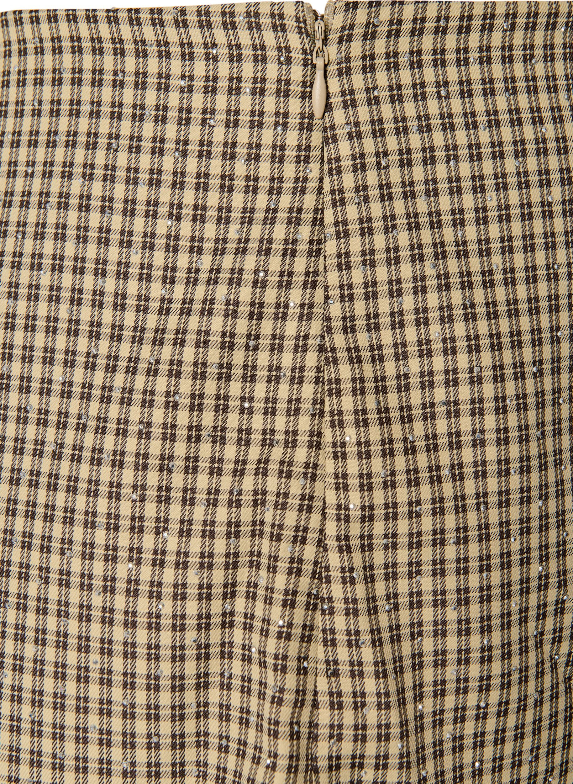 ZizzifashionSkirt with a mini-check pattern and rhinestones, Brown, Packshot image number 3