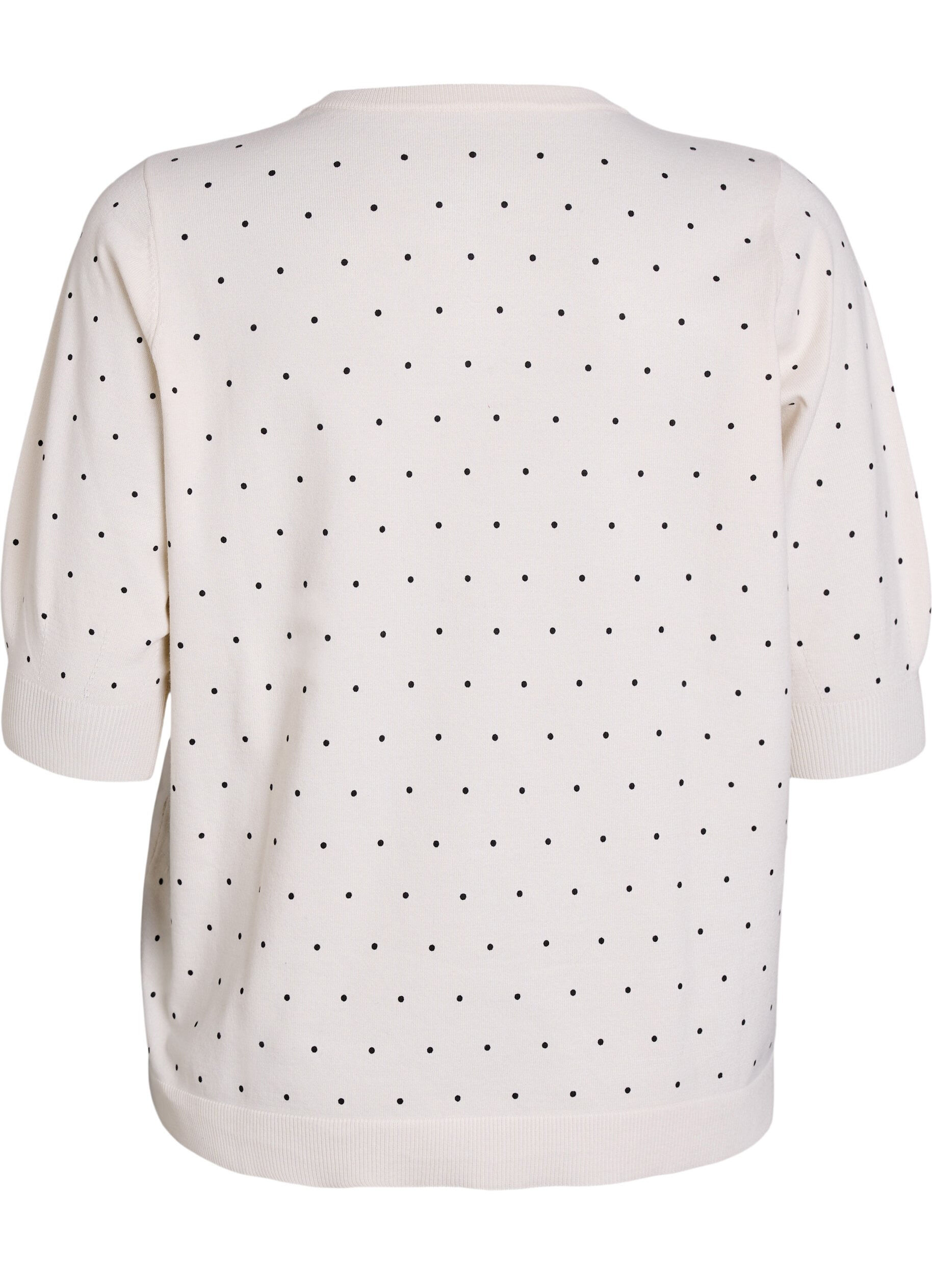 ZizzifashionKnitted top with polka dot pattern and short sleeves, White, Packshot image number 1