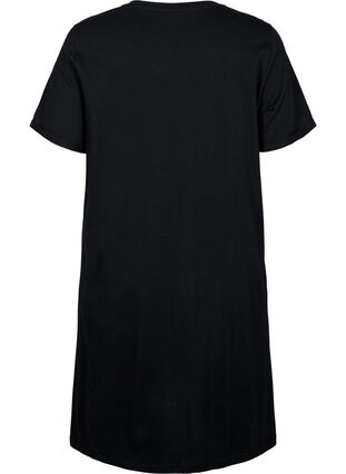 Short-sleeved nightgown in organic cotton (GOTS), Black W. Life , Packshot image number 1