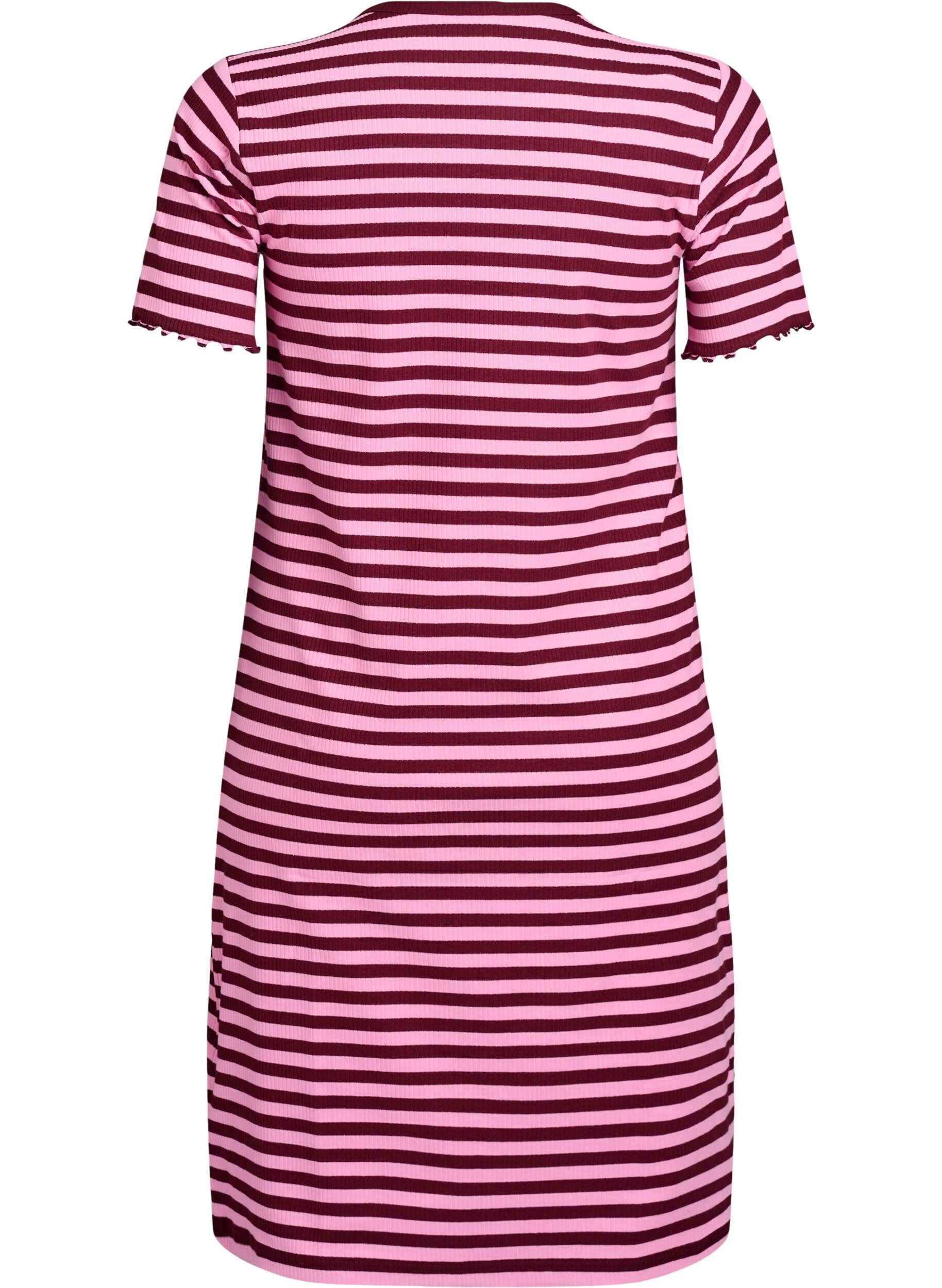 Zizzifashion Knee-length T-shirt dress in ribbed jersey, Dark Bordeaux, Packshot image number 1