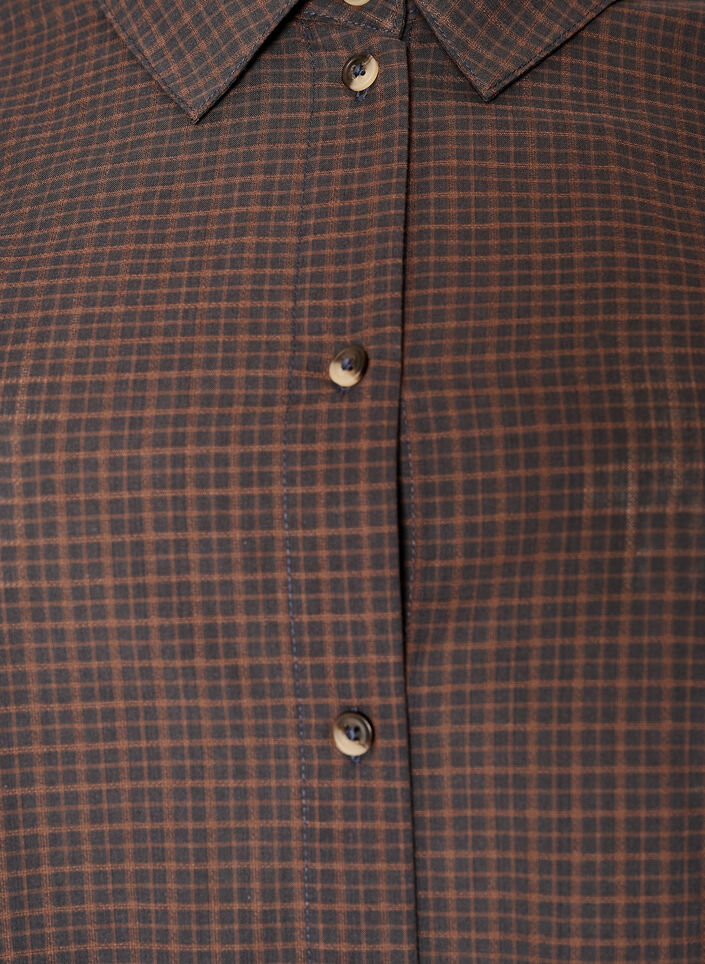 Cotton shirt with checked pattern, Brown, Packshot image number 2