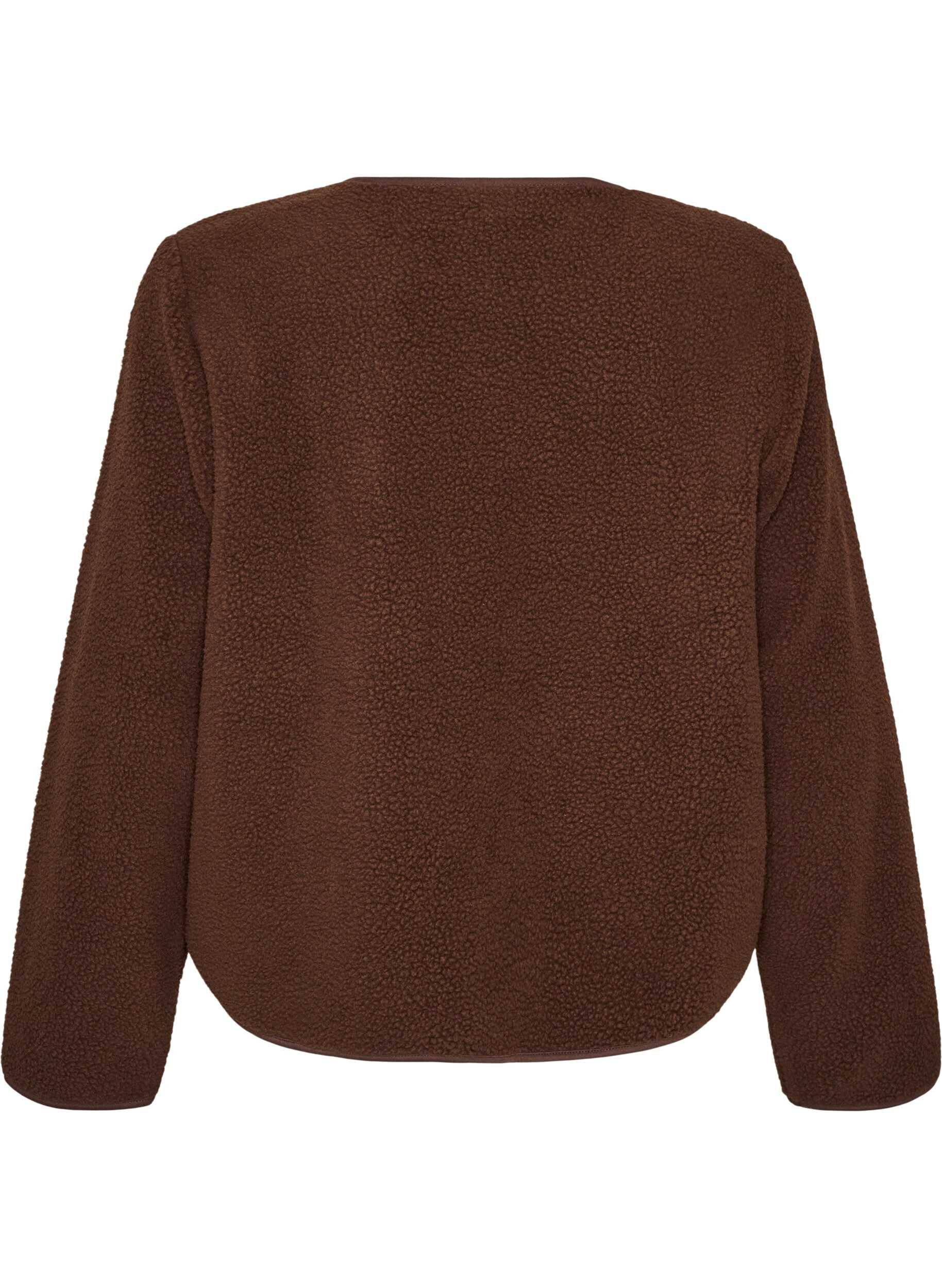 ZizzifashionTeddy jacket with a round neck and buttons, Brown, Packshot image number 1