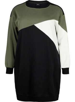 Long sweatshirt with colorblock pattern, Kalamata Color B. , Packshot image number 0