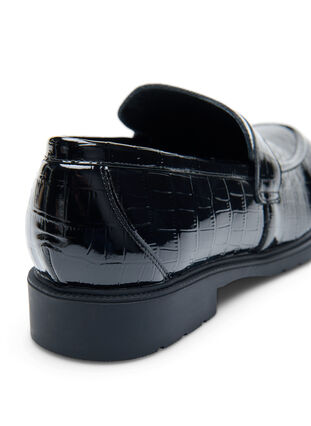 Wide fit croco loafers in leather, Black, Packshot image number 4