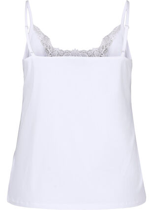 Cotton night top with lace trim, Bright White, Packshot image number 1
