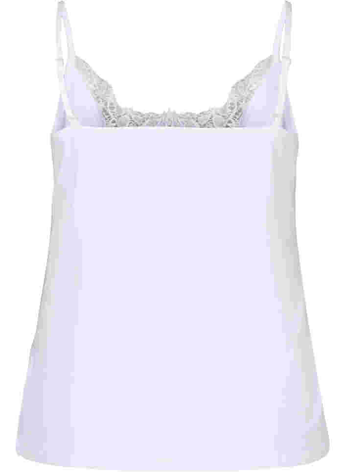 Cotton night top with lace trim, Bright White, Packshot image number 1