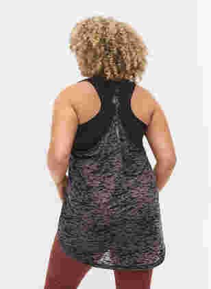 Workout top with racer back, Black w. WORK IT OUT, Model